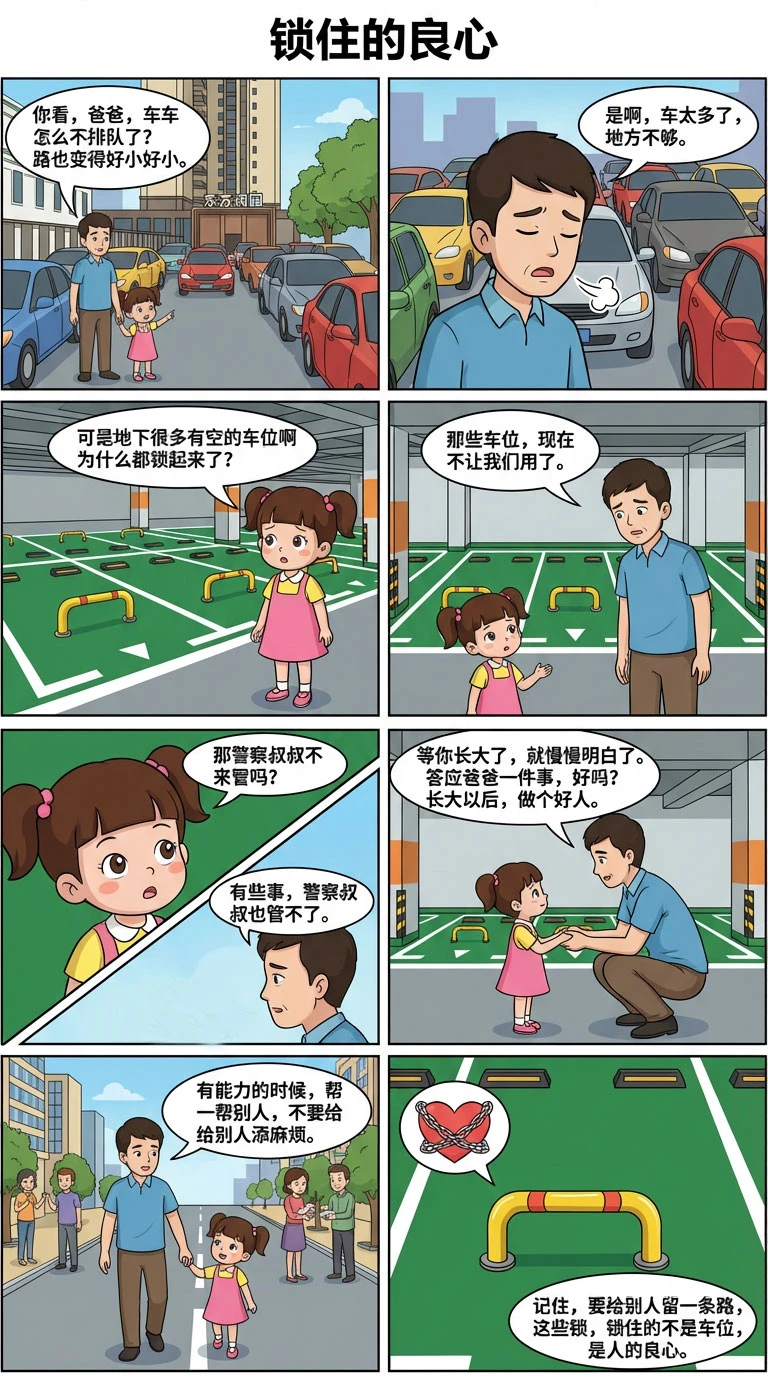 绘画：被锁住的，不只是车位，还有良心